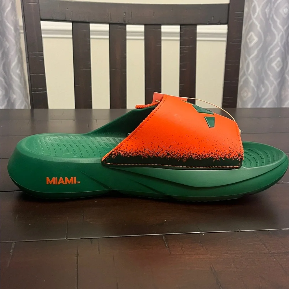 Adidas Lightblaze Miami Hurricanes Slides Sandals Shoes IH7117 new Mens Size 11